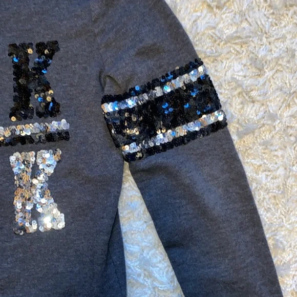 Victoria’s Secret PINK Gray Sequin Bling Hoodie. - Picture 6 of 10